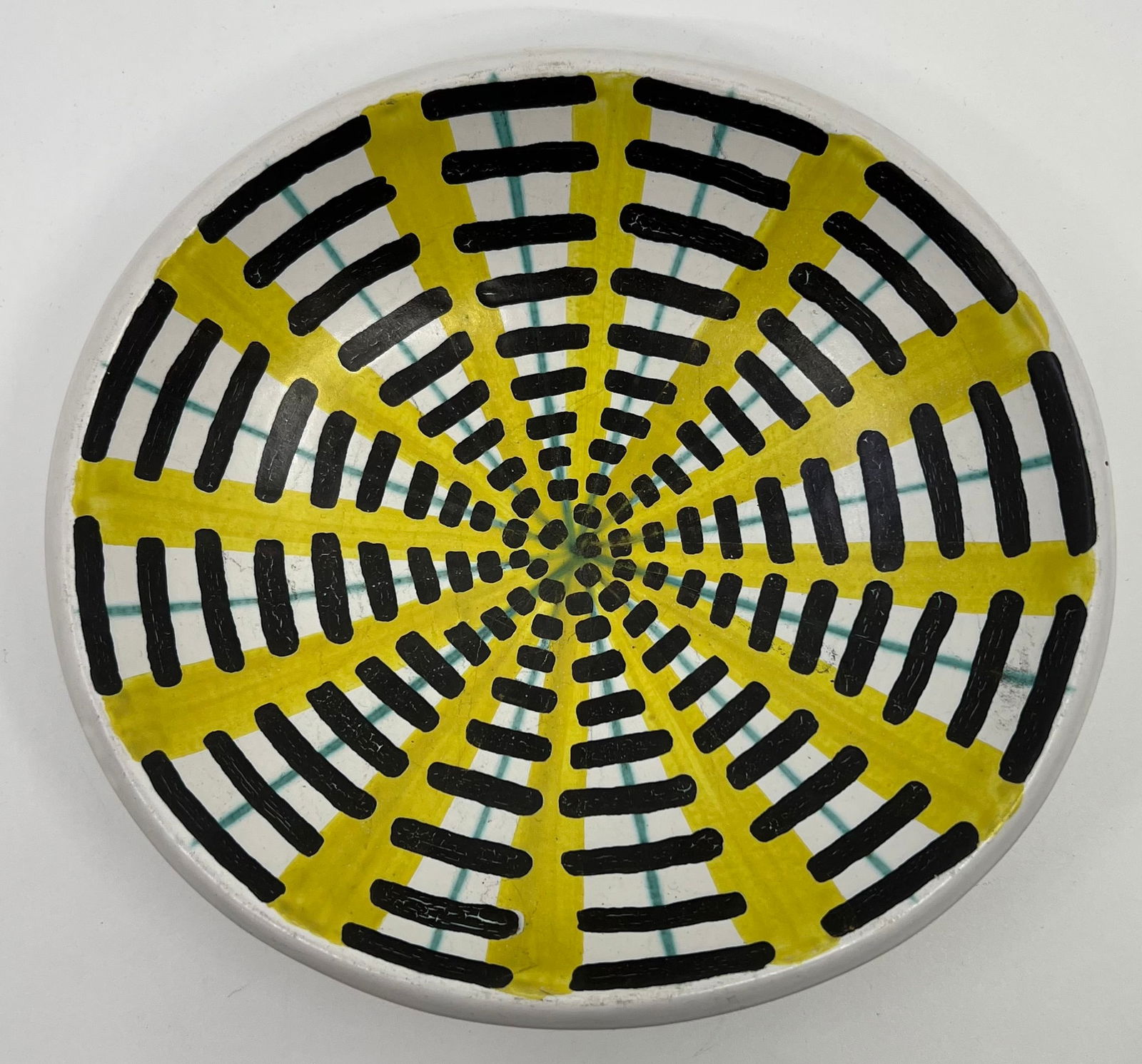 Stig Lindberg, Swedish Modernist hand Painted Decorative Plate: Hand Painted Deorative Plate, hallmark underneath 2" x 8" x 7"