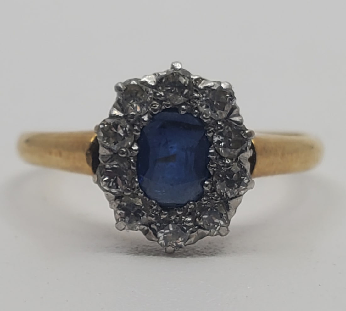 BIRKS Ladies 18K Yellow Gold Ring Saphire and Diamonds (1 of 9)