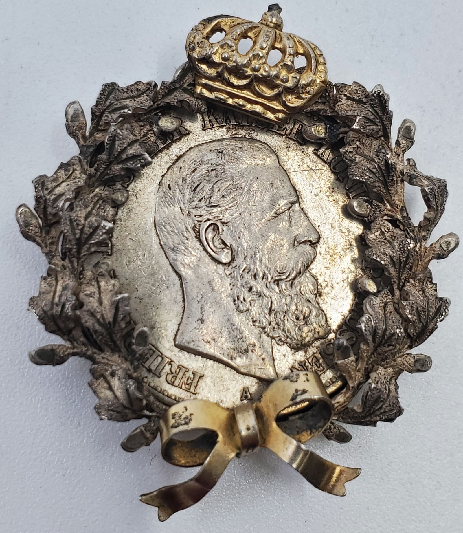 Antique German 2 Mark 1888 In sterling Silver Decorated Frame (1 of 2)