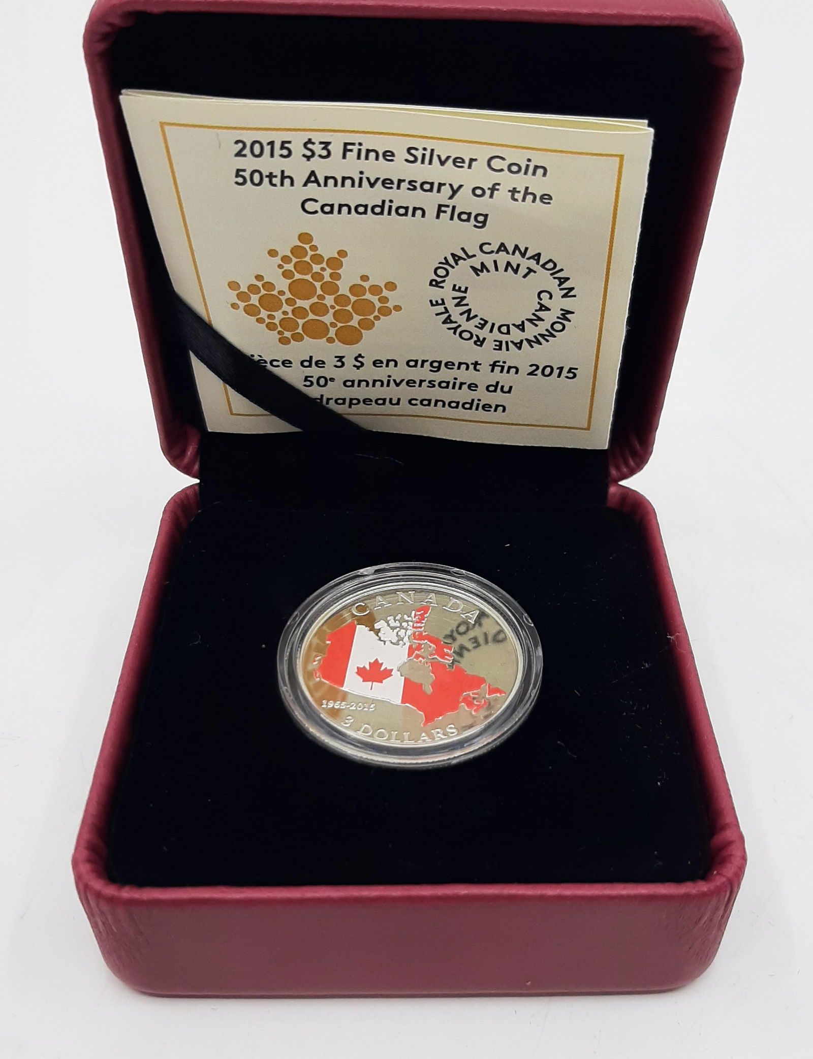 CANADA 2015 $3 Fine Silver Coin 50th Anniversary Canadian Flag. (1 of 8)