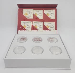 CANADA 2020 Set of Six $10 Fine Silver Coins - O Canada: In special case, encapulated, with certificates, each weighing 15.87 grams of .9999 fine silver. The coins represent : Polar Bears, Maple Leaves, Parliament of Canada, The Great Outdoors, Beaver, Chan