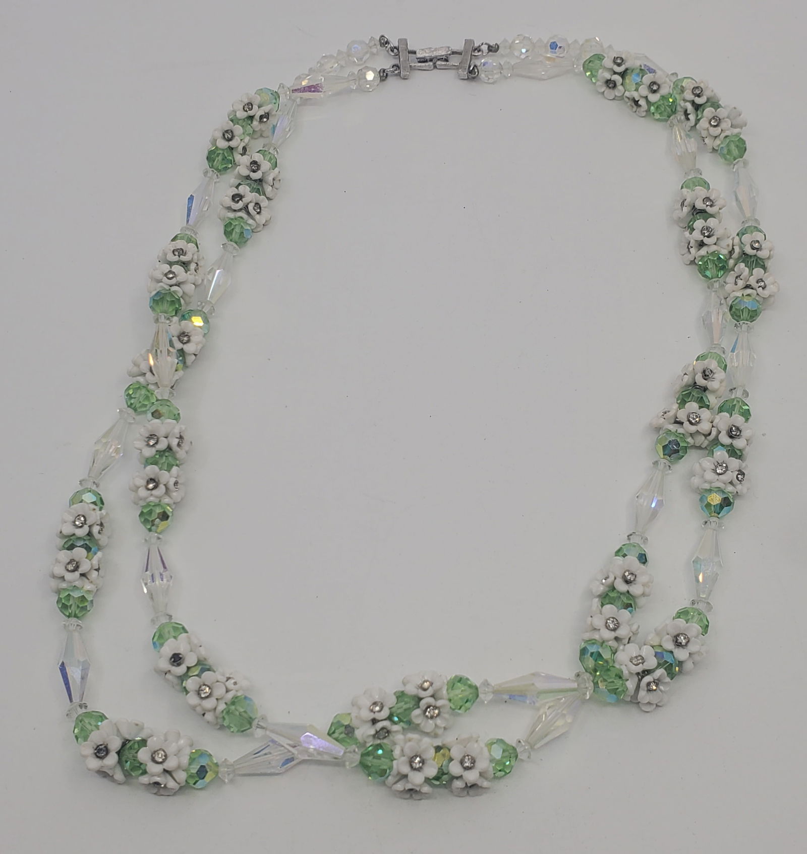 Vintage VENDOME Fancy Costume Double Strand Floral Necklace: inner strand aproximately 20", outer strand 23" Excellent condition, nothing damaged or missing.