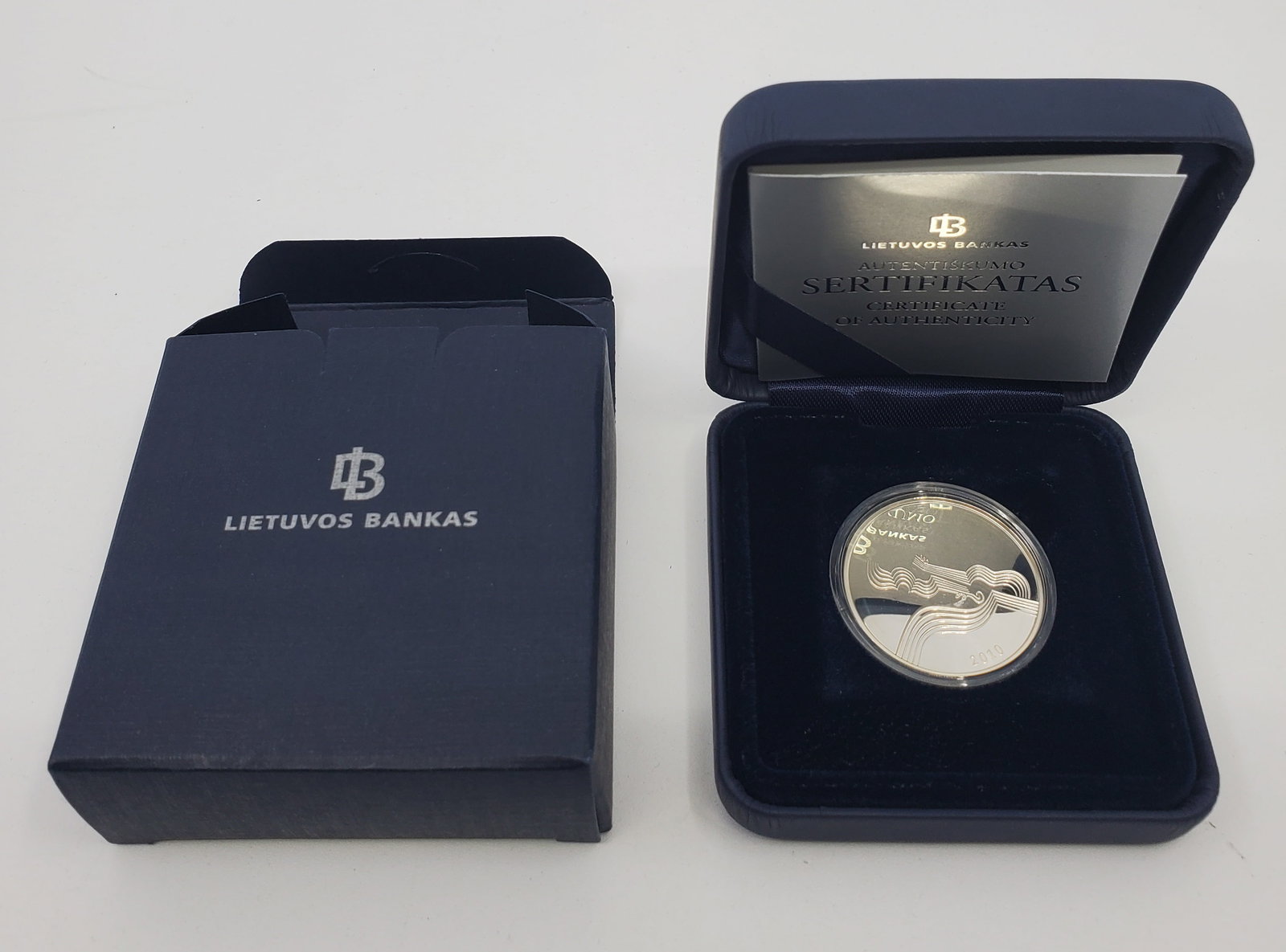 LITHUANIA 2010 10 Litas Proof Silver Coin Culture Series - Music: 12.44 grams of .925 silver. With certificate, case and box. Mintage 10,000