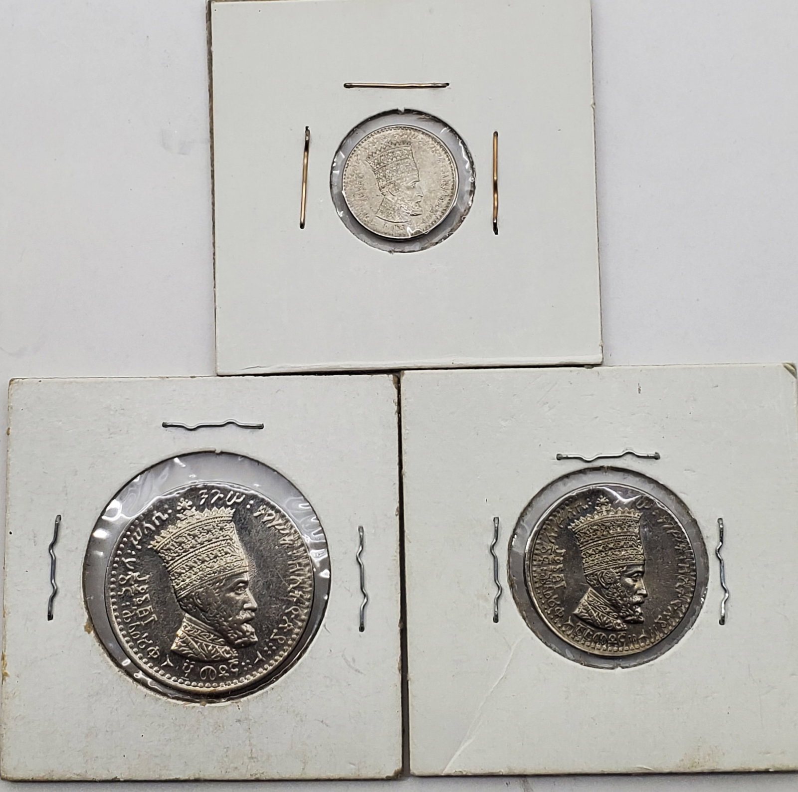 ETHIOPIA EE1923 (CE1931) 10, 25, and 50 Matonas UNC: Crowned bust of Emperor Haile Selassie All three are choice uncirculated