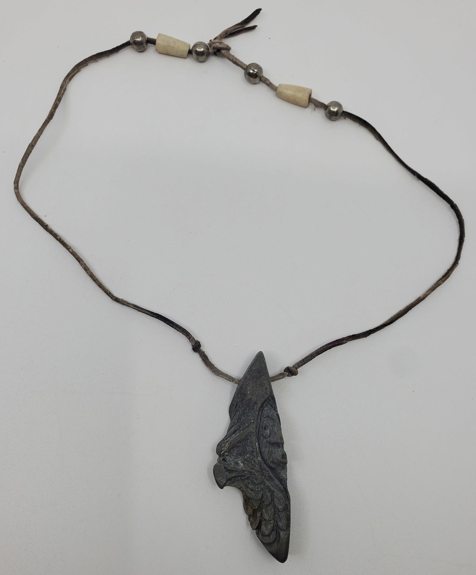 THOMAS B. MARACLE Necklace with Carved Soapstone Pendant (1 of 4)