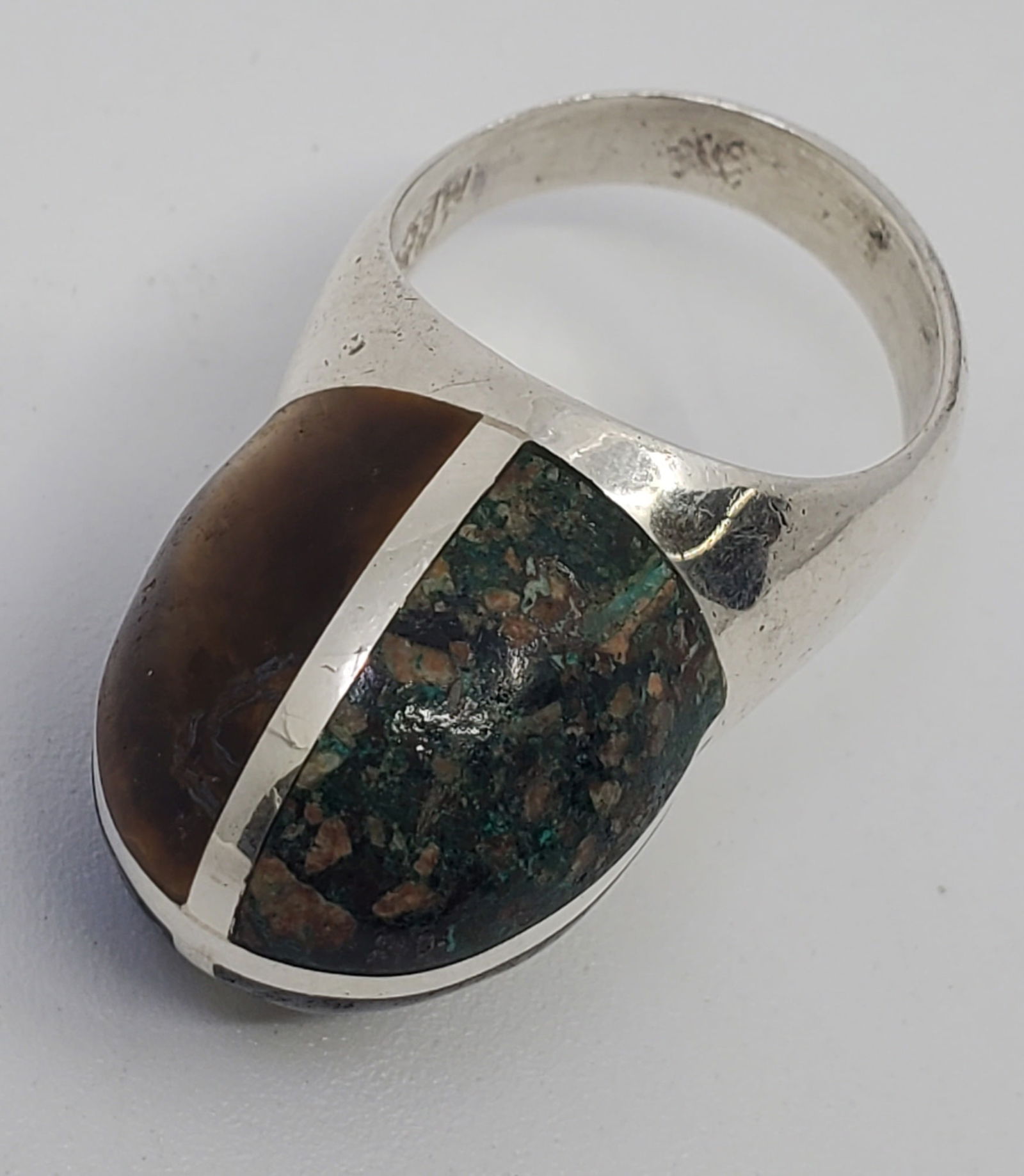 MEXICO 925 Silver Ring with High Stones Top (1 of 7)
