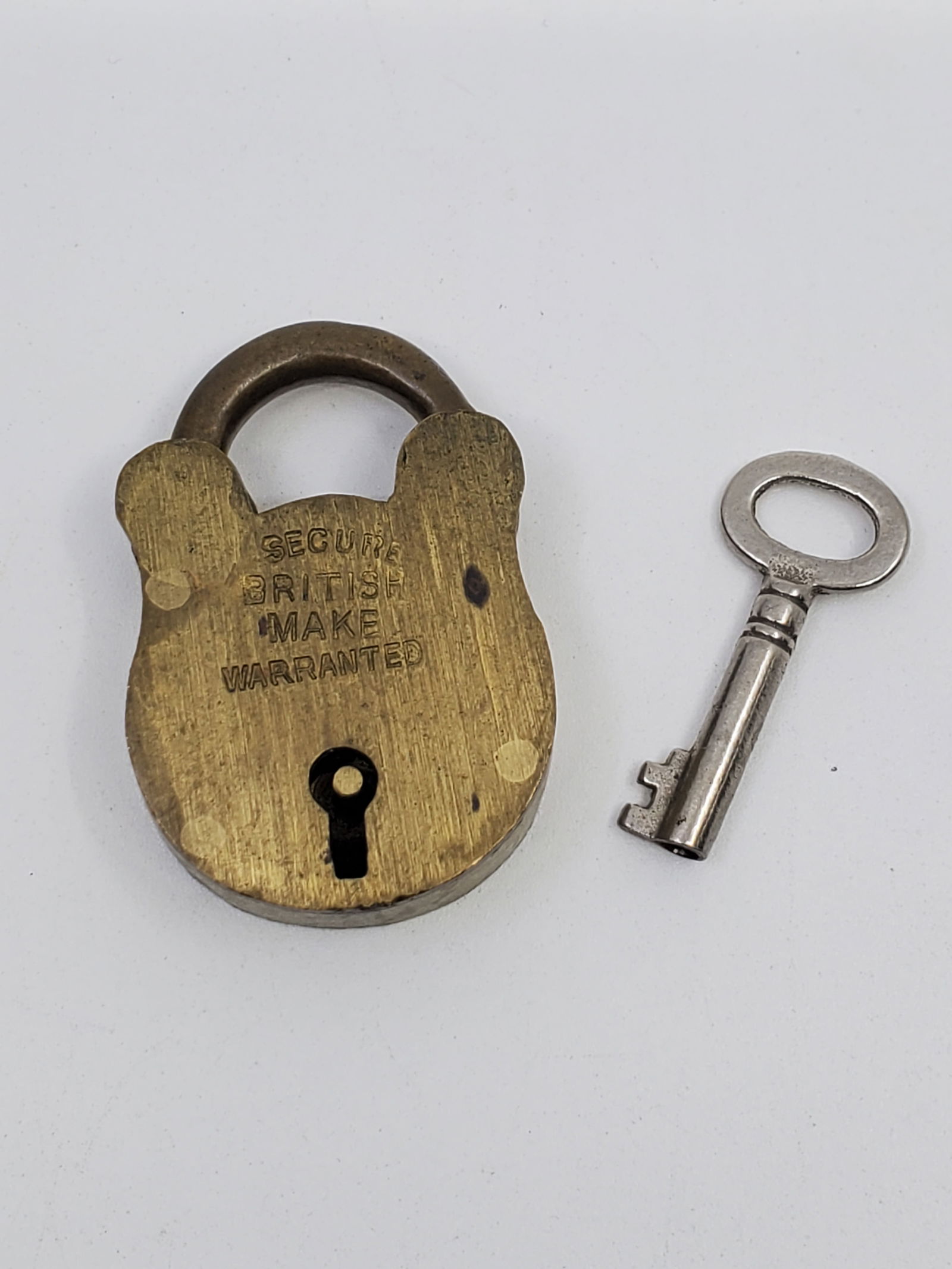 British Made Antique Brass Lock with Key (1 of 5)