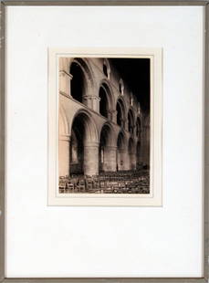 Frederick Henry Evans, Southwell Cathedral: Frederick Henry Evans (British, 1853-1953) Southwell Cathedral - Nave North Side to East, 1898, Platinum Print, 4-1/2 x 3 inches, the artist's blindstamp lower right corner "FHE", titled in pencil on