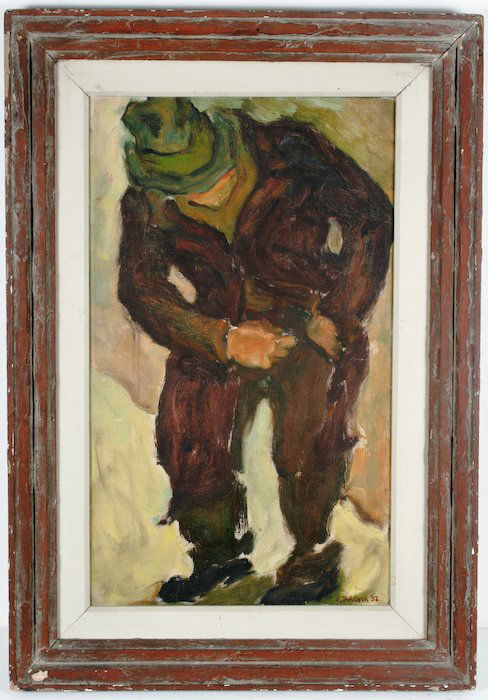 Leon Sitarchuk, Small Change: Leon Sitarchuk (American, 1922-1993) Small Change, 1952, oil on canvas, signed and dated on recto "SITARCHUK '52", 30 x 18 inches (stretcher), wood frame.