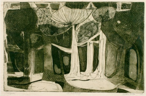 Carmen Robb, Tulipan: Carmen Robb (American, 1937-2007) Tulipan, 1960, aquatint, titled, numbered, signed and dated in lower margin "Tulipan Studio Proof Carmen Robb 1960", 11 x 15 inches (sheet). Provenance: Estate of Joh
