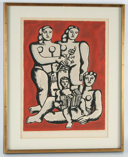 Fernand Léger, The Three Sisters: Fernand Léger (French, 1881-1955) The Three Sisters, circa 1950, 620/1000, screenprint in colors, initialed and dated in the plate lower right recto "F. L. 5051" with blind stamp "Serigraphie / F. Le