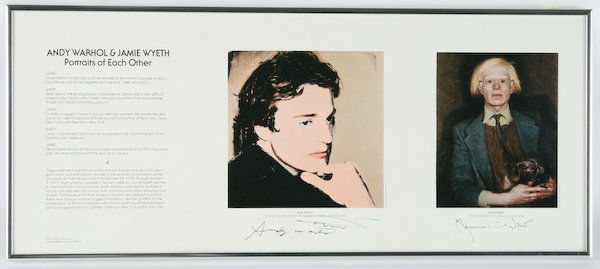 Exhibition Brochure signed by Warhol & Wyeth: Andy Warhol (American, 1928-1987) and Jamie Wyeth (American, born 1946), Brandywine Museum Exhibition Brochure signed by Andy Warhol and James Wyeth, 1976, offset lithograph in colors, 10 x 23-1/2 inc