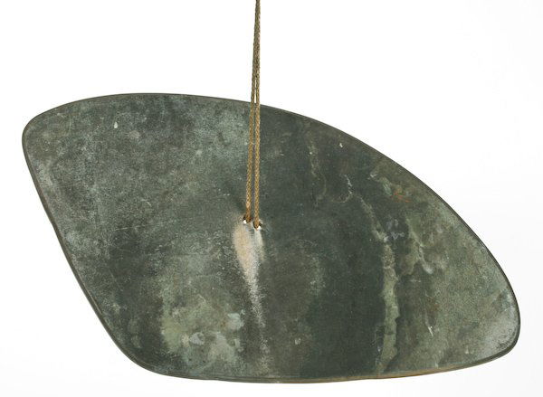 Val Bertoia, Bronze Gong: Val Bertoia (American, born 1949) Bronze Gong, 1995, silicon bronze and rope, 14-1/2 x 20-1/2 x 1/4 inches (object). Provenance: the artist; The Betty Gordon Estate.