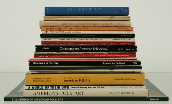 Box Lot of Books: American Folk Art Collections: Twenty-six (26) publications including the following titles: Common Ground / Uncommon Ground, The Michael and Julie Hall Collection of American Folk Art. Milwaukee, WI: Milwaukee Art Museum, 1993. (in