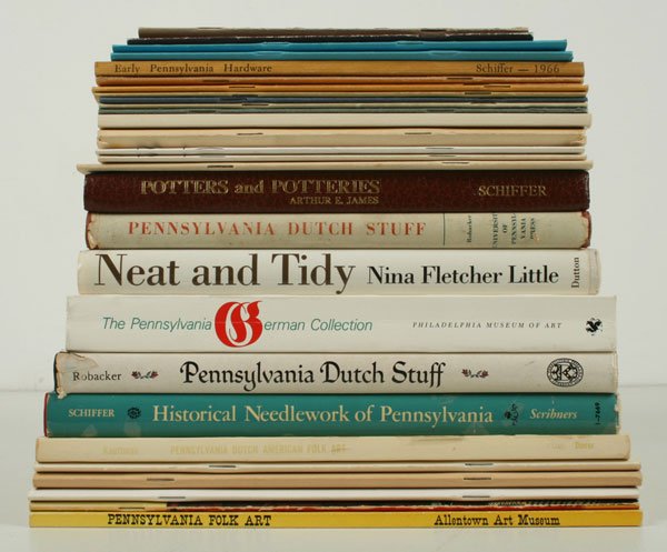 Box Lot of Books: Pennsylvania Folk Art: Twenty-nine (29) publications including the following titles: Earl F. Robacker, Pennsylvania Dutch Stuff, A Guide to Country Antiques. Philadelphia, PA: University of Pennsylvania Press, 1944. Earl. F