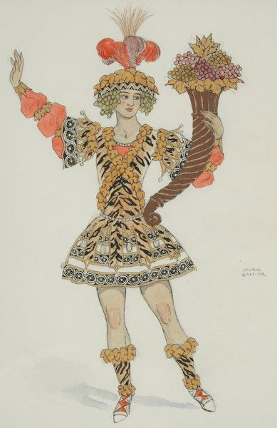 George Barbier, The Greek Girl: George Barbier (French, 1882-1932) The Greek Girl, watercolor and ink on paper, 10 x 7-1/2 inches, signed center right recto "GEORGES / BARBIER", under Plexiglas in a wood frame, 14 x 12 x 1 inches. P