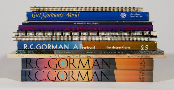12 books about R.C. Gorman: 12 books about R.C. Gorman: Stephen Parks and Chuck Henningsen, R.C. Gorman A Portrait, (1983), signed by R.C. Gorman. Virginia Dooley, R.C. Gorman Chinle to Taos, Millicent Rogers Museum, (1988), sig