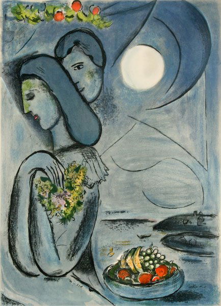 After Marc Chagall, Saint Jean Cap Ferrat: After Marc Chagall (Russian/French, 1887-1985) Saint Jean Cap Ferrat (by Charles Sorlier), 1952, lithograph in colors, 26-3/4 x 19-1/4 inches (plate), 30-1/4 x 21-1/2 inches (sight), signed in pencil