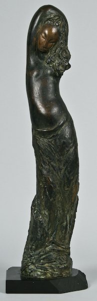 Jose de Creeft, Standing Woman: Jose de Creeft (Spanish-American, 1884-1982) Standing Woman, bronze, 18 x 3-1/2 x 3-1/2 inches, signed "José de Creeft", above a base, 1 x 5 x 4 inches. Provenance: Kennedy Gallery, New York.
