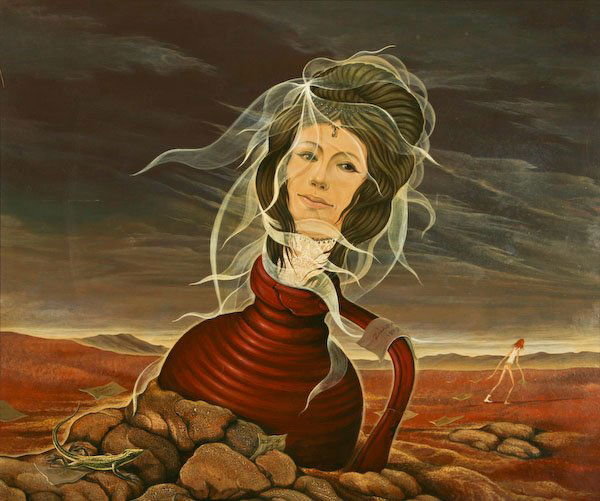 Baruch Elron, End of a Conflict: Baruch Elron (Israeli, 1934-2006) End of a Conflict, oil and tempera on board, 20 x 24 inches (board), signed and dated "Elron 1977" in several places, in a wood frame, 24 x 28 x 2 inches. Provenance: