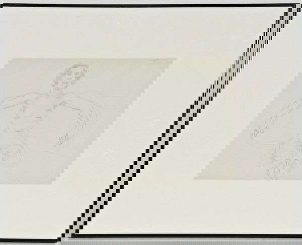 Emlen Etting, Sketch for Lounging Woman: Emlen Etting (American, 1905-1993) Sketch for Lounging Woman, graphite on paper, titled upper right recto "Sketch for Lounging Woman", 8-1/2 x 11-1/4 inches (sight), under glass in a metal sectional f