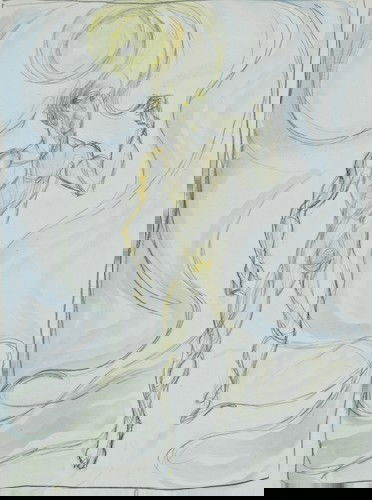 Emlen Etting, The Prophet: Emlen Etting (American, 1905-1993) The Prophet, graphite and watercolor on paper, titled in lower margin, 11 x 8-1/2 inches (sight), under glass in a wood frame, 21-3/4 x 17-3/4 x 1 inches.