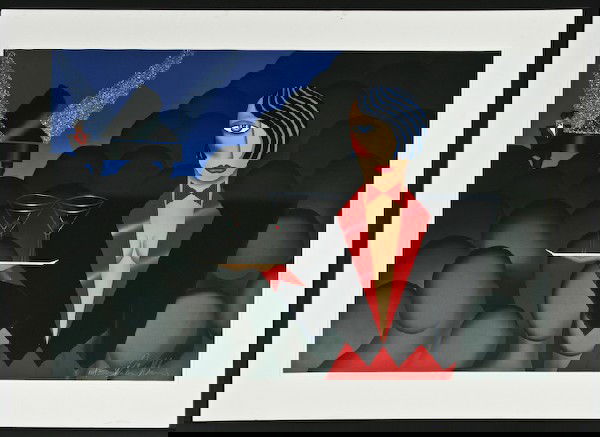 Robin Morris, Alone In a Crowd: Robin Morris (American, 20th Century) Alone In a Crowd, lithograph in colors, 111/350, blind stamped, numbered and signed lower right recto, "111/350 Robin Morris", 27 x 38-3/4 inches (sheet), 34 x 45