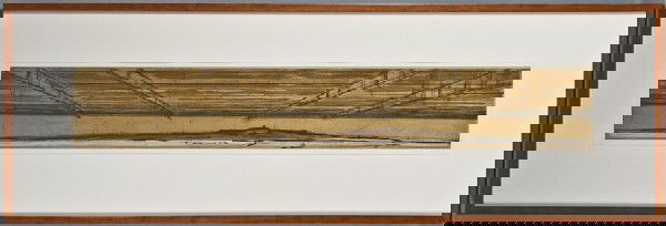 Yigal Ozeri, intaglio with chine colle: Yigal Ozeri (Israeli, b. 1958) Untitled, intaglio with chine colle, 1997, numbered, signed and dated along the lower margin "9/12 Yigal Ozeri 1997", 7-3/4 x 46-3/4 inches (image), 8-3/4 x 47-3/4 inche