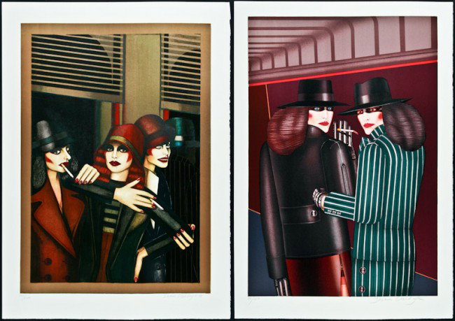 Shimon Okshteyn, Two prints, Partners & Call Girls: Shimon Okshteyn, (Russian, b. 1951), Two prints. Partners, numbered "33/150," 1985; and Call Girls, numbered "221/250," 1984, lithograph in colors, each is numbered, signed and dated along lower margi