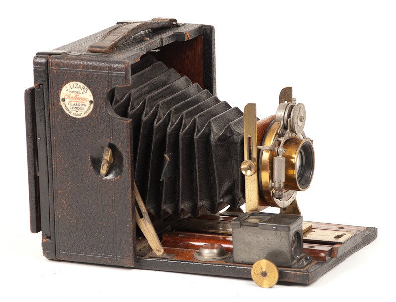 J. Lizars Model E. Challenge Plate Camera: J. Lizars Model E. Challenge Camera with Cooke Lens and Bausch & Lomb Shutter, manufactured circa 1903. Provenance: The Kaprelian Camera Collection, Philadelphia, PA.