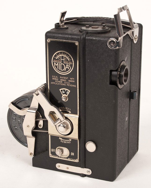 Midas 9.5mm Camera/Projector : Midas 9.5mm Camera/Projector (Serial No. 4867) with Leather Case. Provenance: The Kaprelian Camera Collection, Philadelphia, PA.