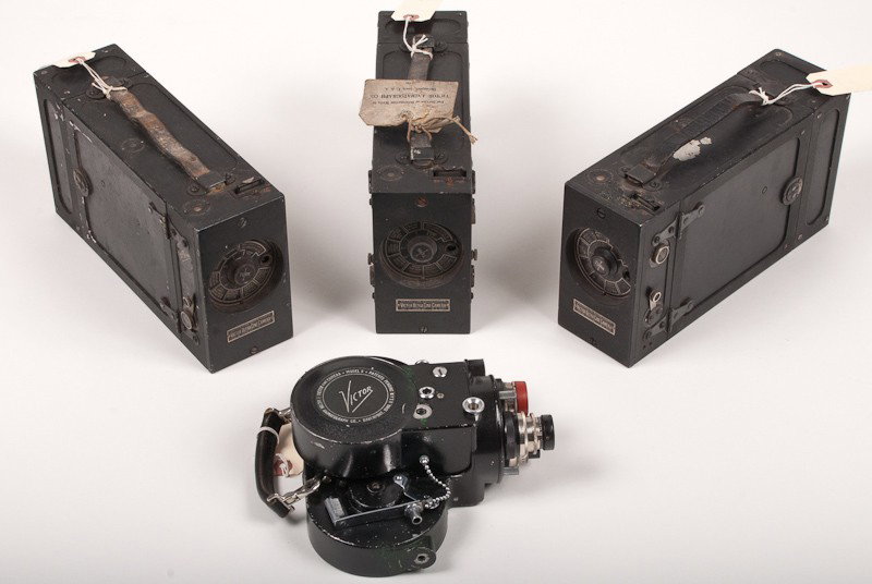 Group of 4 Victor Movie Cameras: Group of 4 Movie Cameras, including Victor Model 5 Animatograph Ciné Camera with (3) Lens Turret in storage case and (3) Early Victor Ultra Cine Cameras. Manufactured by the Victor Animatographic Cor