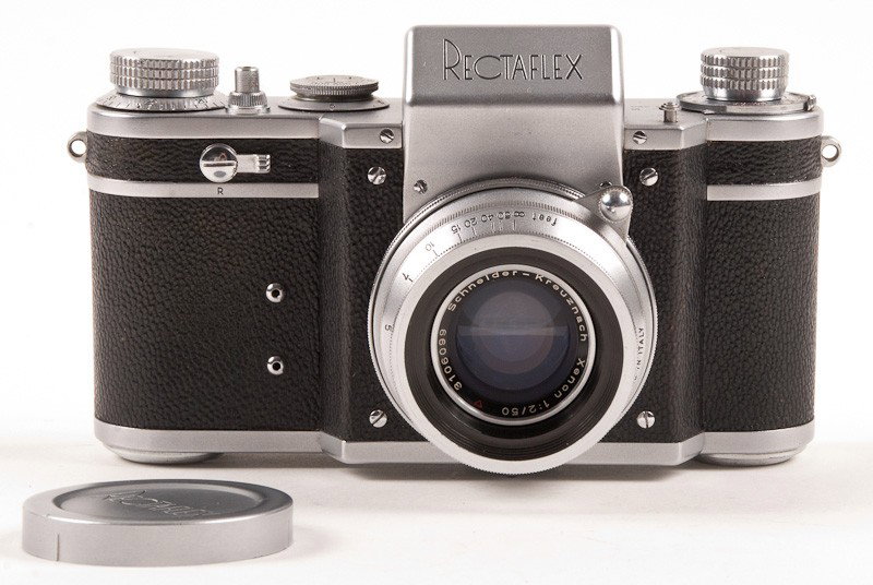 Rectaflex Roll Film Camera: Rectaflex Roll Film Camera (Serial No. 2,569,516) with Xenon f/2 50mm Lens. Manufactured in Italy. Provenance: The Kaprelian Camera Collection, Philadelphia, PA.