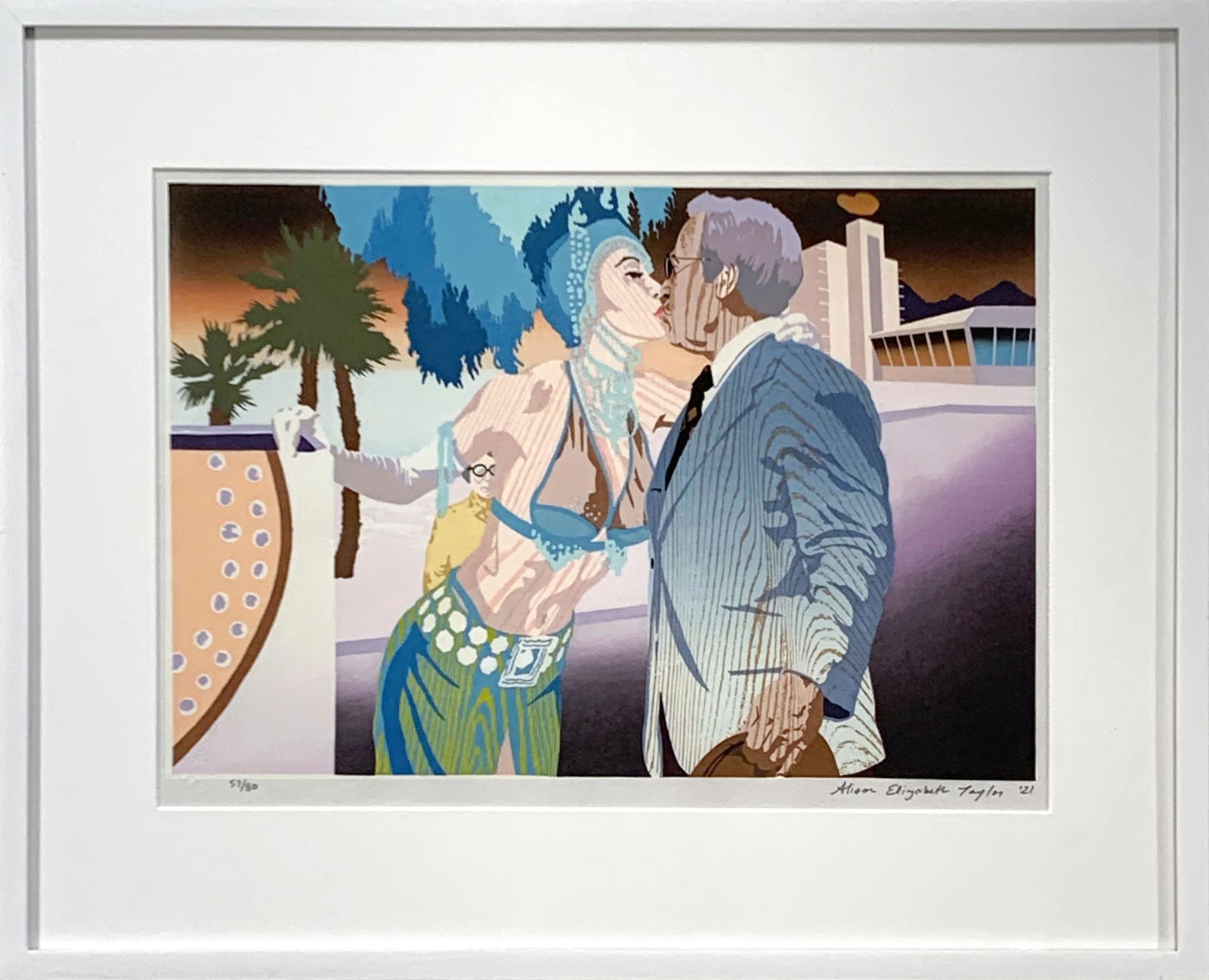 Alison Elizabeth Taylor, Japanese woodblock print, Boulevard: Alison Elizabeth Taylor Print Boulevard 2021 Japanese woodblock print 11.75 x 16.5 inches, 16.75 x 20.75 inches framed edition 57 of 80 + 15 AP Framed: yes courtesy of the artist and James Cohan Galle