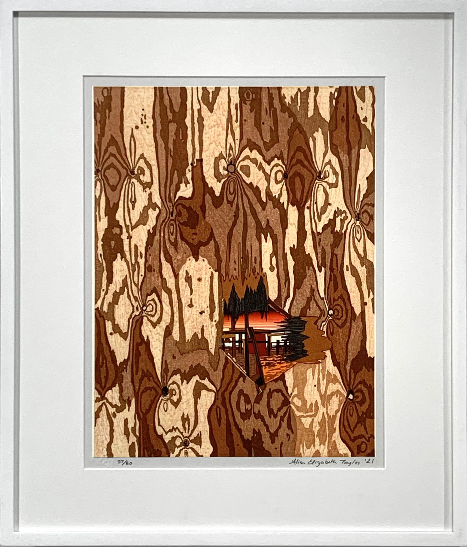 Alison Elizabeth Taylor, Japanese woodblock print, Construction Grade: Alison Elizabeth Taylor Print Construction Grade 2021 Japanese woodblock print 15.25 x 11.75 inches, 20 x 16.75 inches framed edition 57 of 80 + 15 AP Framed: yes courtesy of the artist and James Coha