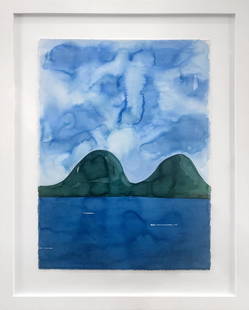 Richard Dupont, watercolor and ink on paper, Islands 222: Richard Dupont Painting Islands 222 2022 watercolor and ink on paper 30 x 22 inches, 40 x 32 inches framed Framed: yes signed on recto/front