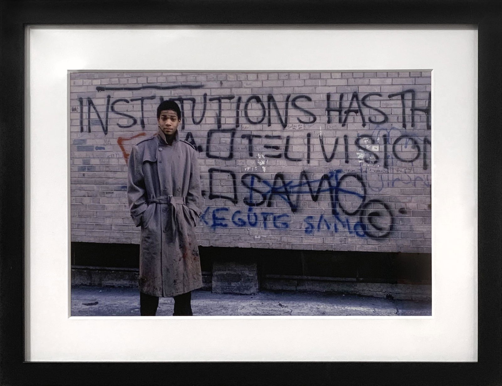 Bobby Grossman, Photograph, Jean-Michel Basquiat Bleecker/Mulberry: Bobby Grossman Photograph Jean-Michel Basquiat Bleecker/Mulberry 1980 archival fine art inkjet print on Hahnemühle photo rag pearl paper 16 x 20 inches, 20 x 26.75 inches framed edition unique Fr