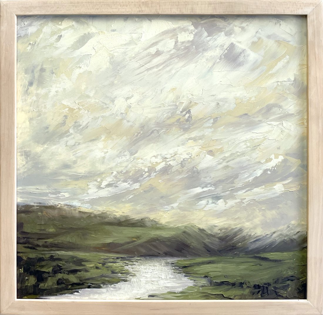 Carrie-Ann Bracco, oil on panel, Green River, V: Carrie-Ann Bracco Painting Green River, V 2021 oil on panel 12 x 12 inches, 13 x 13 inches framed Framed: yes signed on verso/back