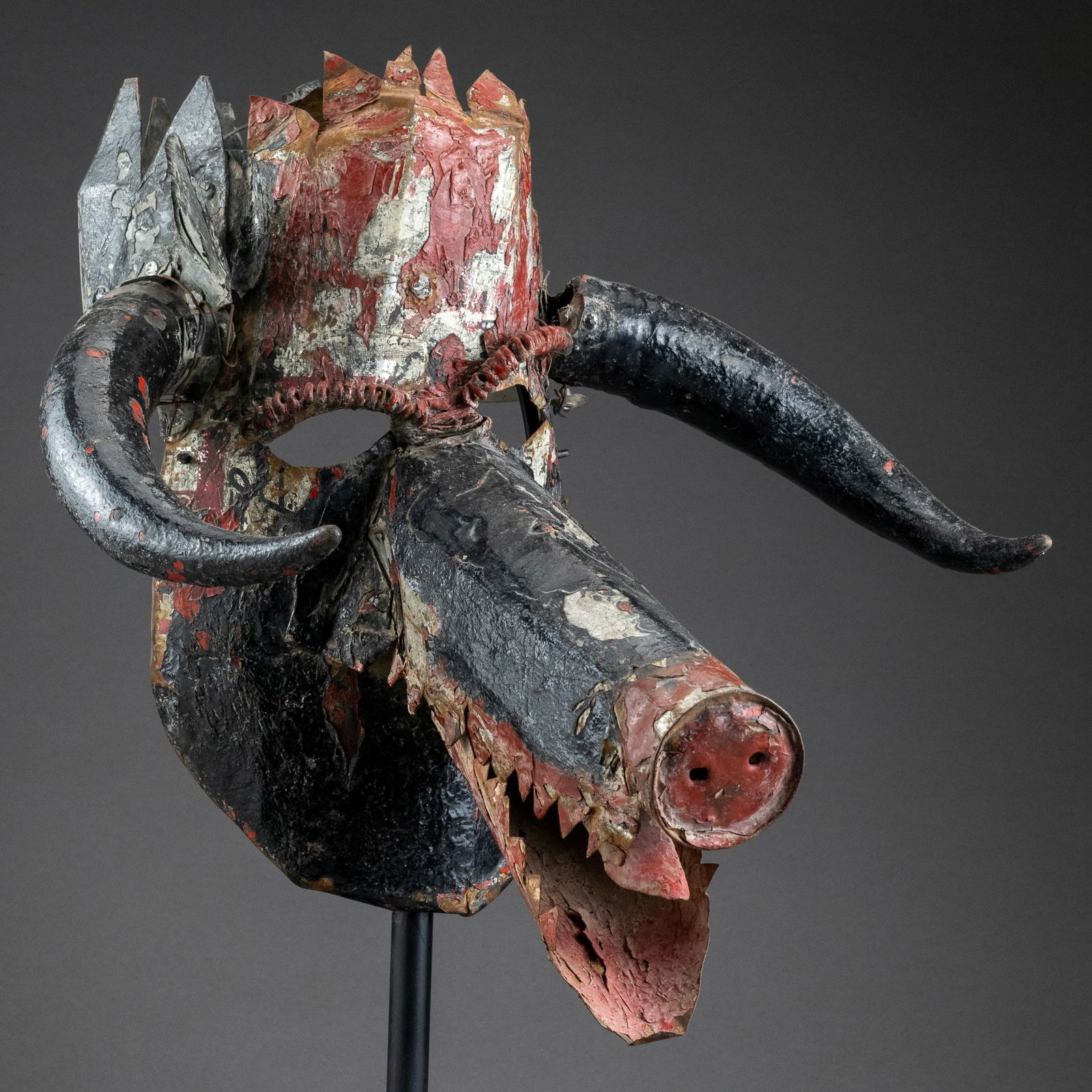 Vintage Metal Bull-Devil Mask, Mexico (1 of 12)