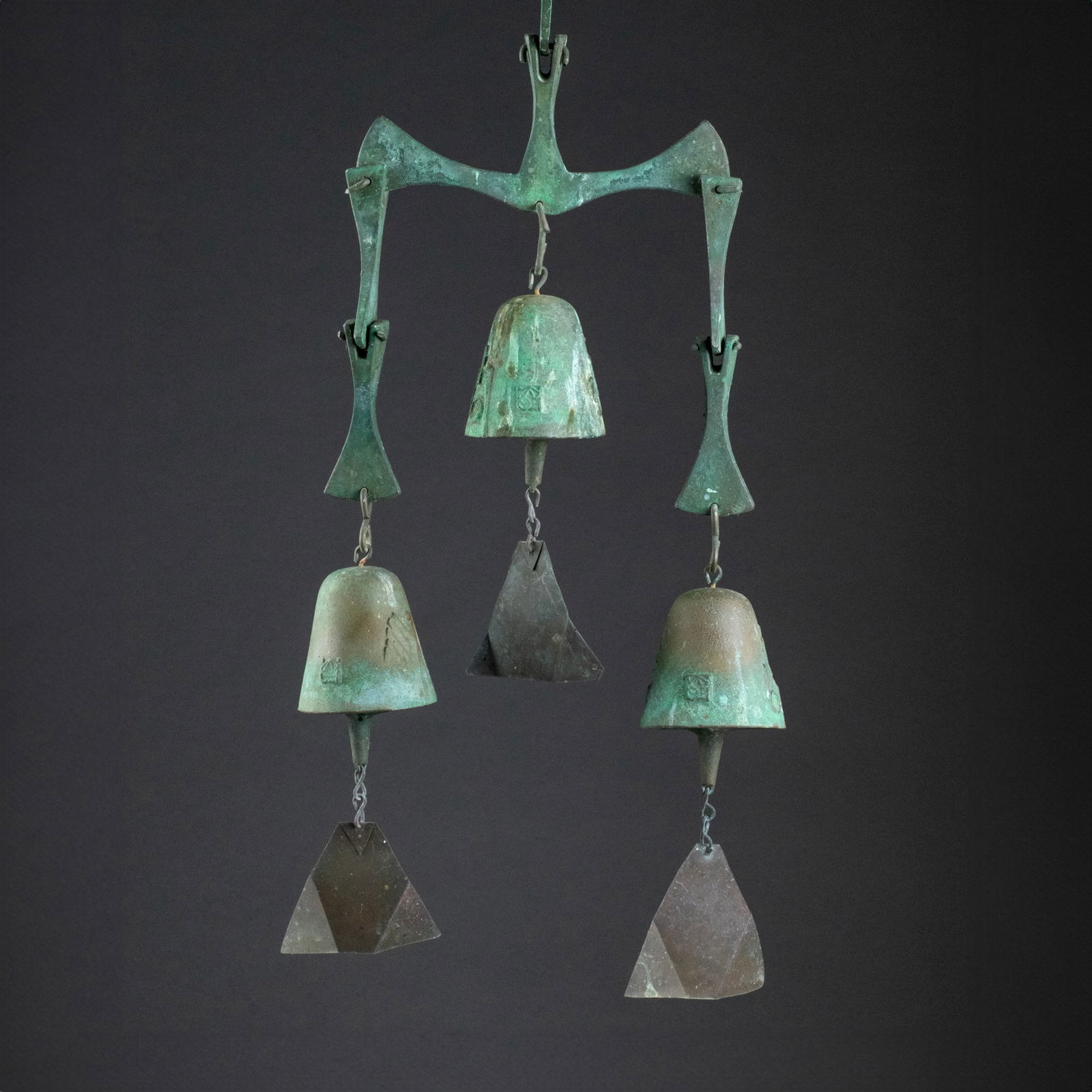 Vintage Paulo Soleri Bronze Wind Bell Cluster (1 of 5)