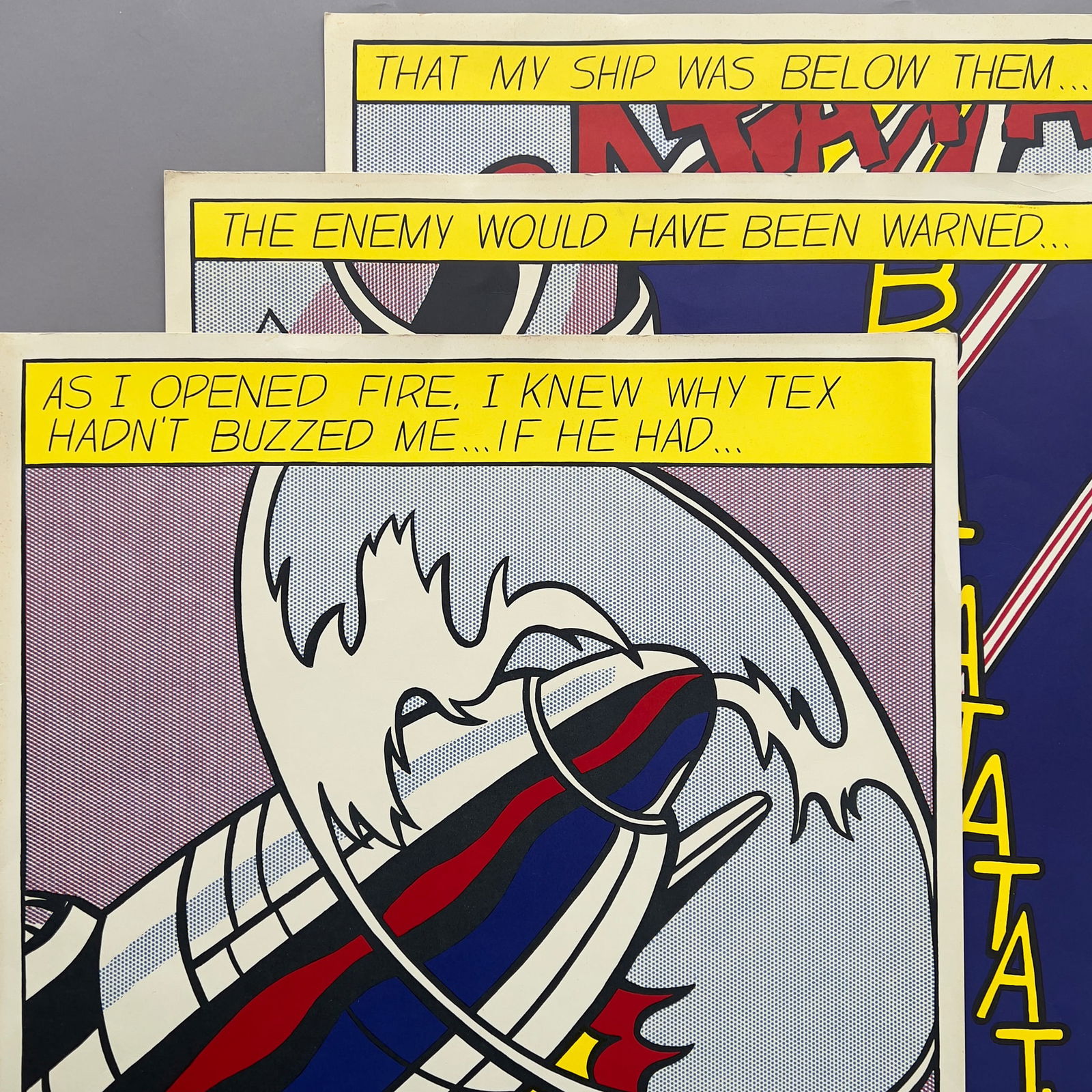 Lichtenstein "As I Opened Fire" Offset Lithograph Triptych (1 of 16)