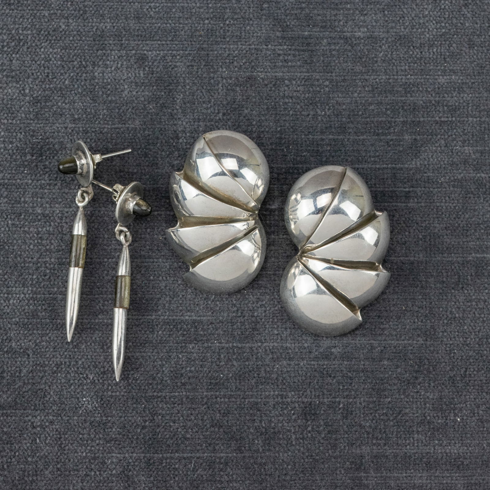 Two Pairs of Silver Earrings: Spratling and Unsigned Mexican Modernist (1 of 10)