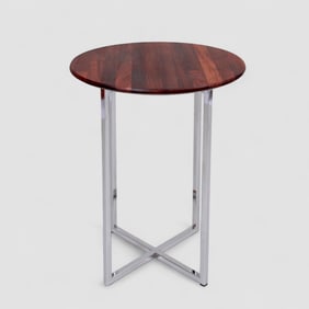 Mid Century Rosewood and Chrome Side Table