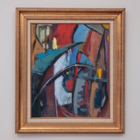 Framed Abstract Oil Painting on Canvas, Signed A. Feld, 2011
