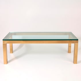 Mid Century Brass & Glass Mastercraft Style Coffee Table