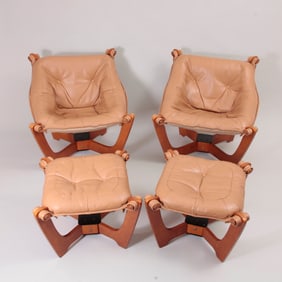 Norwegian Odd Knusten Low Back Luna Chairs & Ottomans - set of 2