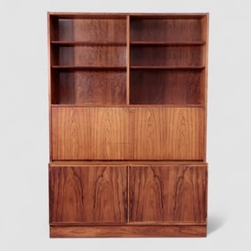 Mid Century Danish Rosewood Drop Desk Wall Unit by Poul Hundevad, Denmark, 1970's, 2 Pieces