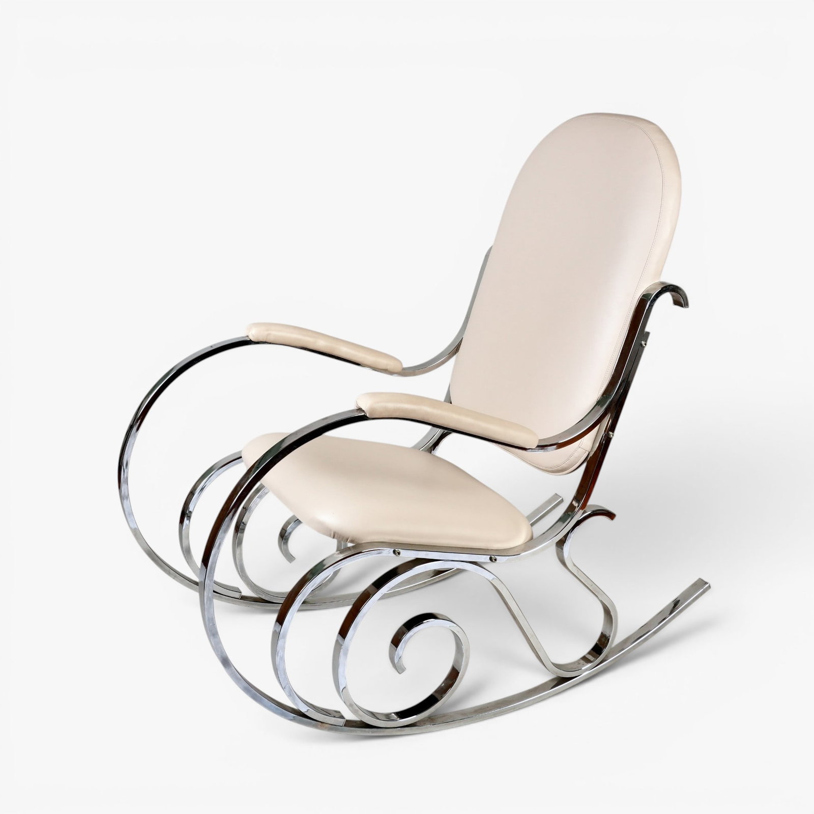 Vintage Thonet Style Chrome Rocking Chair Attributed to Maison Jansen (1 of 5)