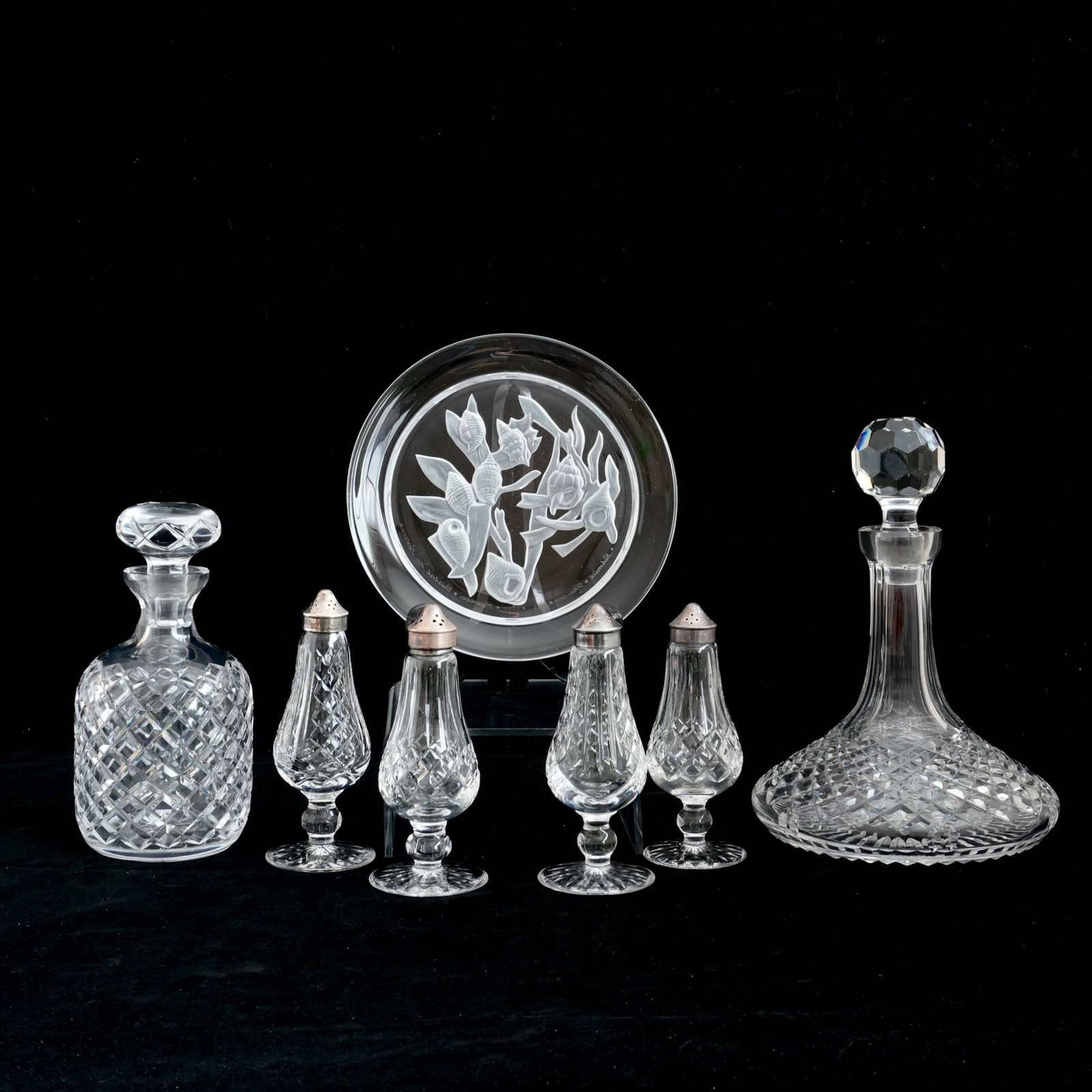 Group Of Seven Cut and Etched Crystal Items, including Waterford (1 of 7)