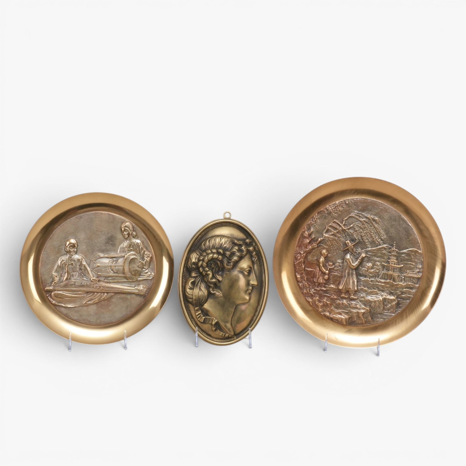 Group of Three Brass Wall Plaques (1 of 5)